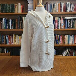 Chaps hooded cardigan with toggle buttons in cream women's size L oversized